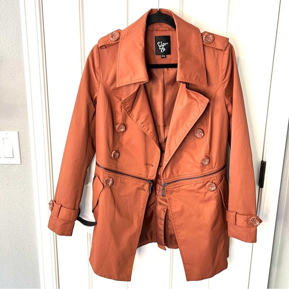 Vera Moda button down orange-brown trench coat. 160/80A - fits like Xsmall-Small - Picture 1 of 10